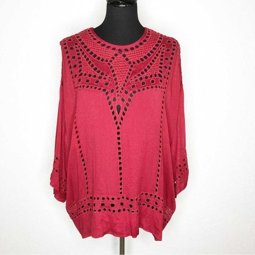 Isabel Marant Etoile Ethan red embroidered cutout… - image 1