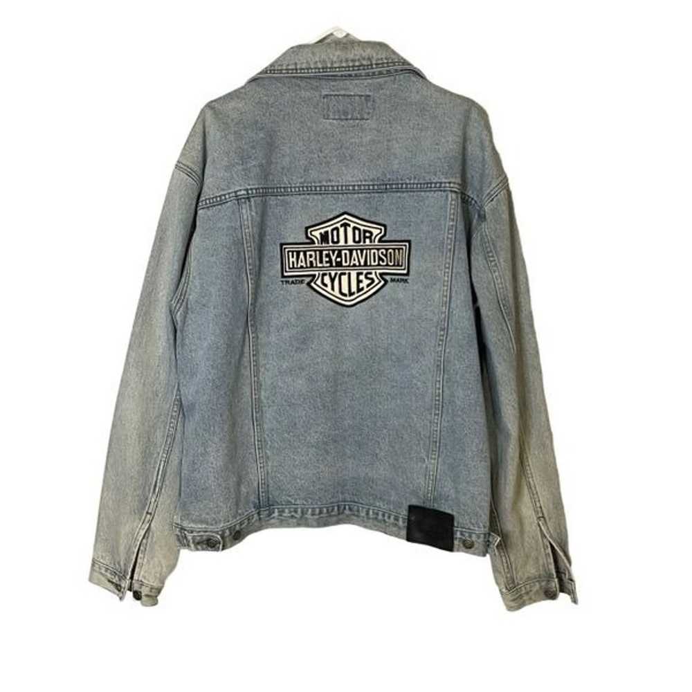 Vintage Harley Davidson Denim Embroidered Jacket … - image 2