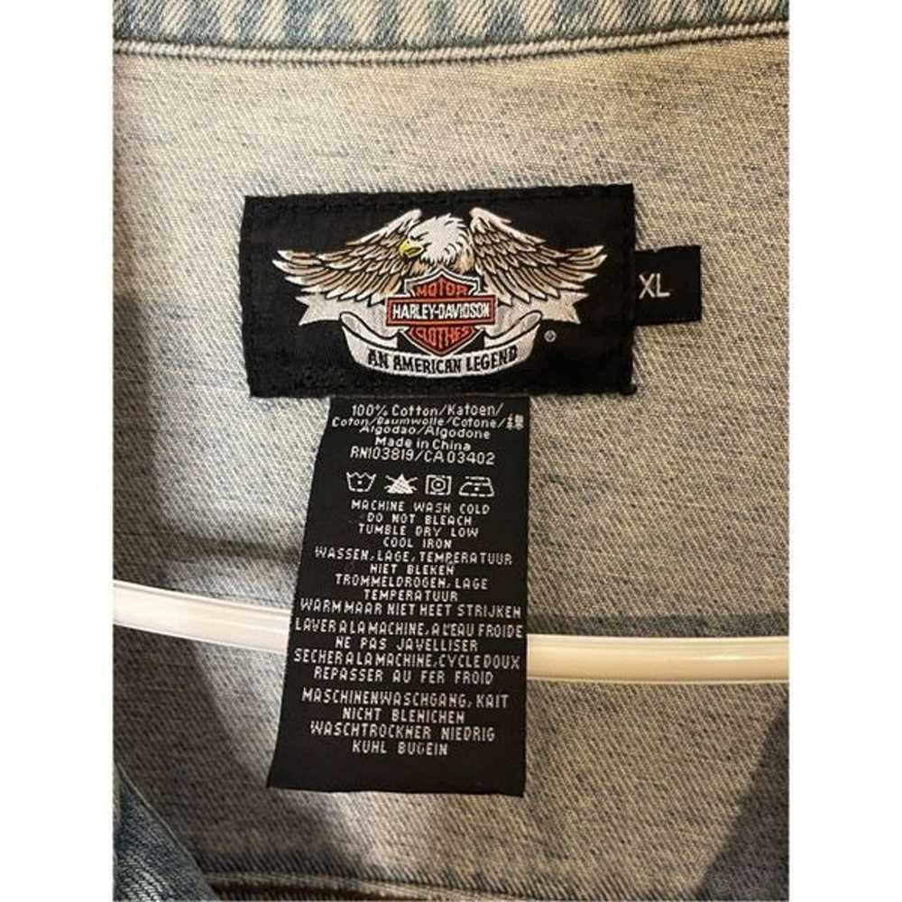 Vintage Harley Davidson Denim Embroidered Jacket … - image 4