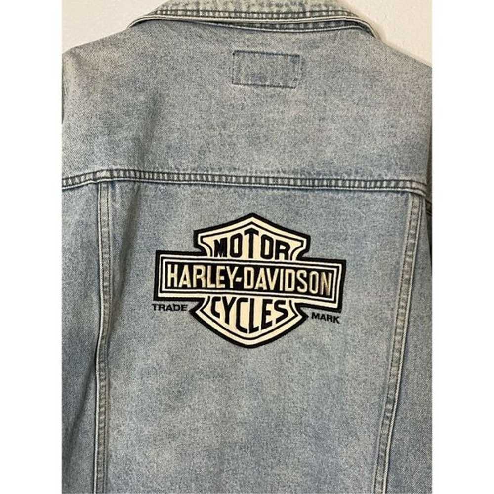 Vintage Harley Davidson Denim Embroidered Jacket … - image 7