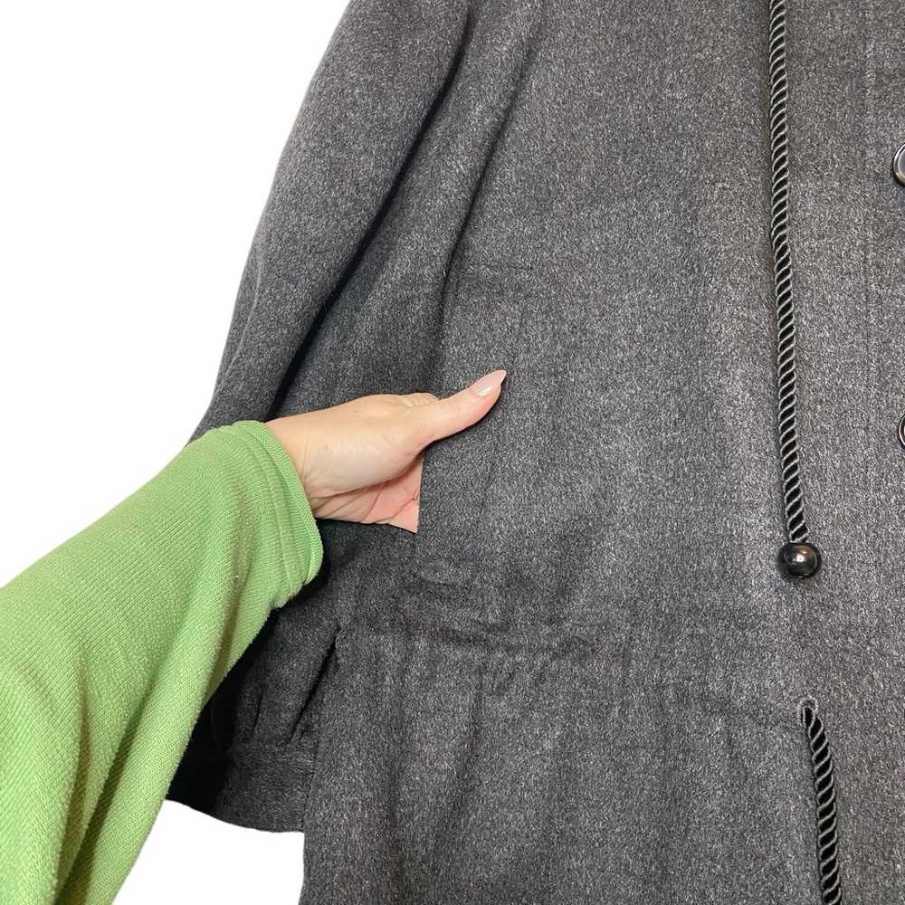DKNY Wool Cashmere Grey Coat Oversized Hooded But… - image 4