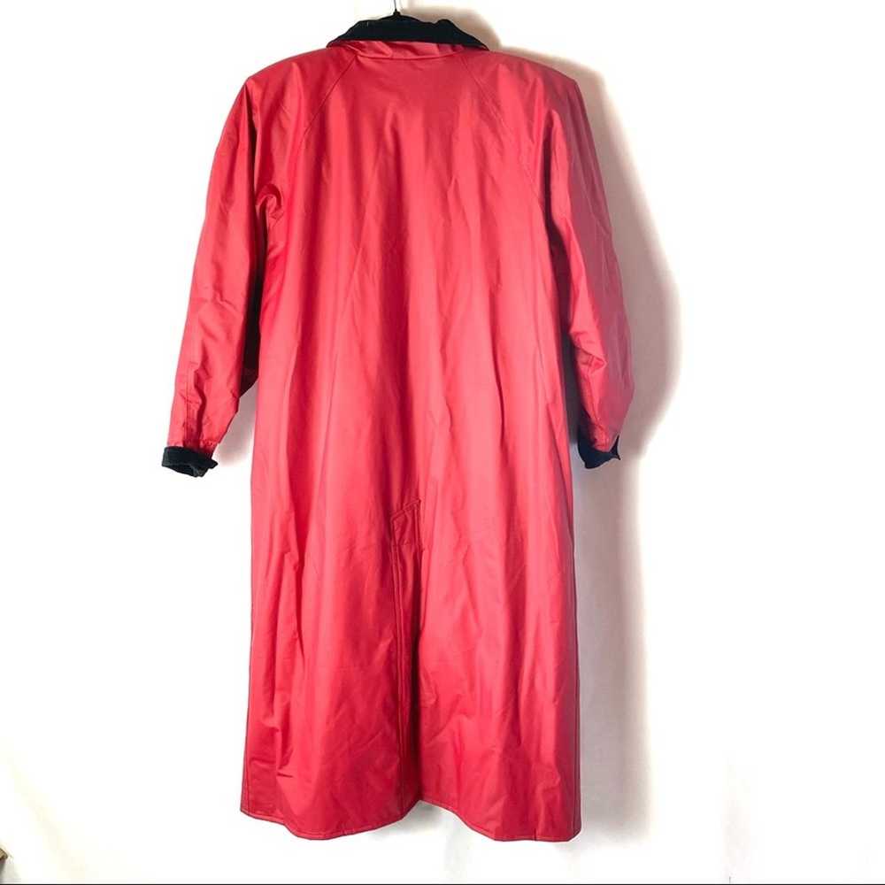 Vintage 90s Red Trench Rain Coat Size Medium - image 6