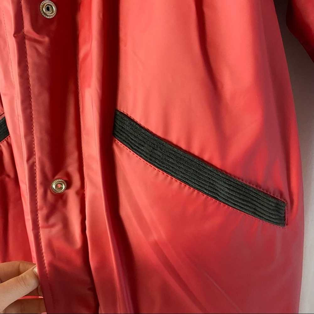 Vintage 90s Red Trench Rain Coat Size Medium - image 7