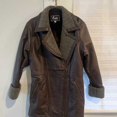 Vintage Leather Faux Shearling Jacket - image 1