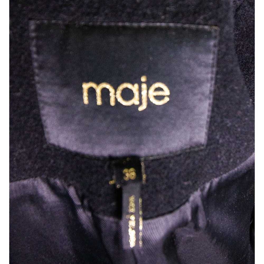 MAJE Black Wool Blend Button Front Overcoat Women… - image 10