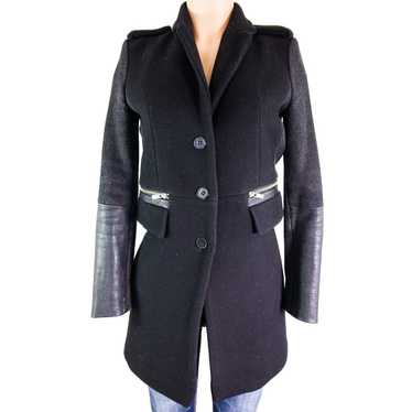 MAJE Black Wool Blend Button Front Overcoat Women… - image 1