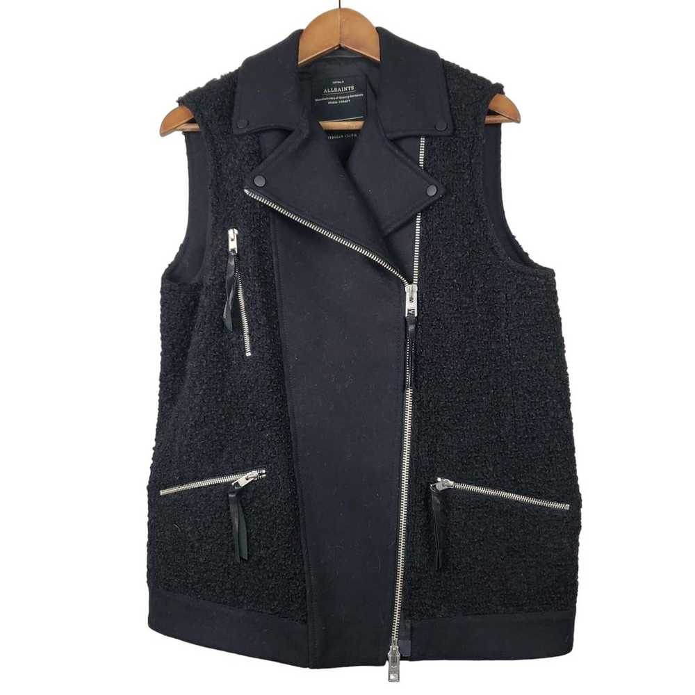 Allsaints Cho Moto Vest Knit Wool Sleeveless Zipp… - image 1