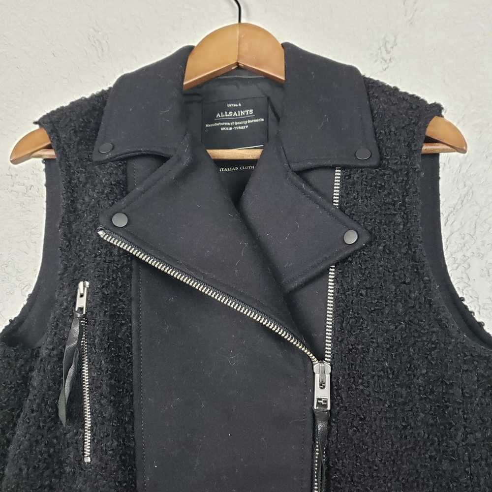 Allsaints Cho Moto Vest Knit Wool Sleeveless Zipp… - image 2