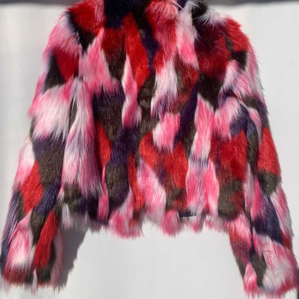 UGG multicolor faux fur crop jacket Sz S - image 12