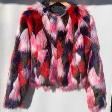 UGG multicolor faux fur crop jacket Sz S - image 1