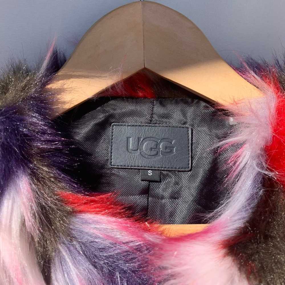 UGG multicolor faux fur crop jacket Sz S - image 3