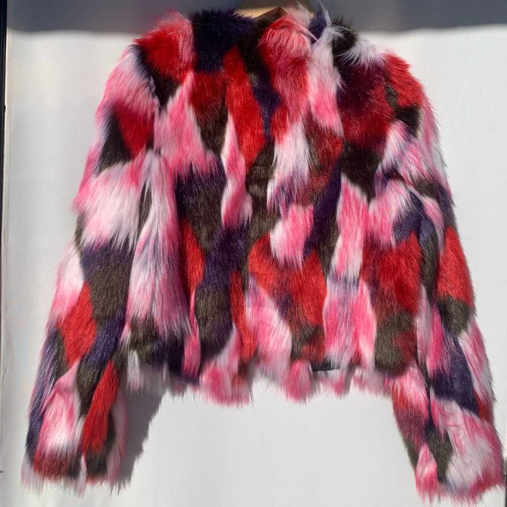 UGG multicolor faux fur crop jacket Sz S - image 7