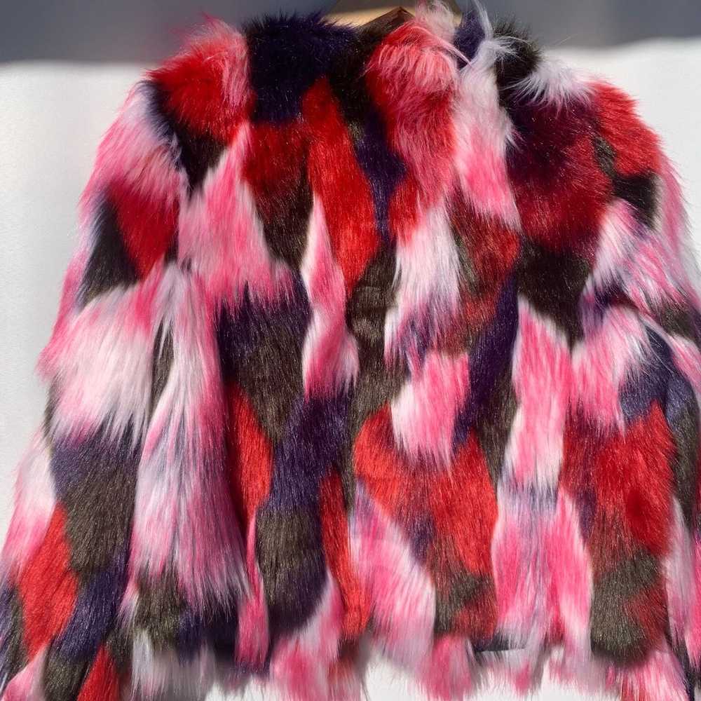 UGG multicolor faux fur crop jacket Sz S - image 8