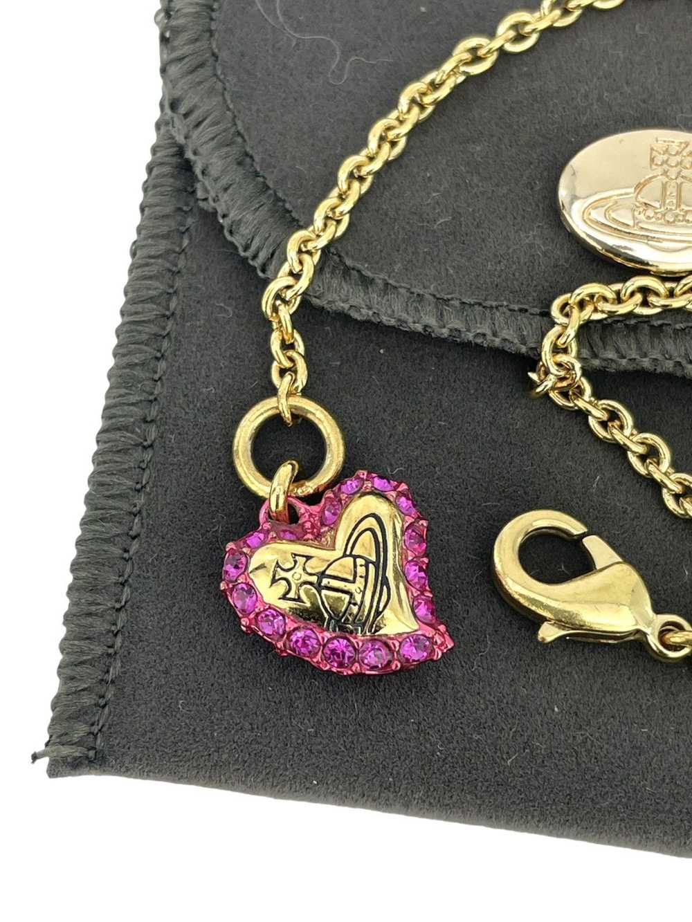 Vivienne Westwood Pink Crystal Heart Orb Bracelet - image 12