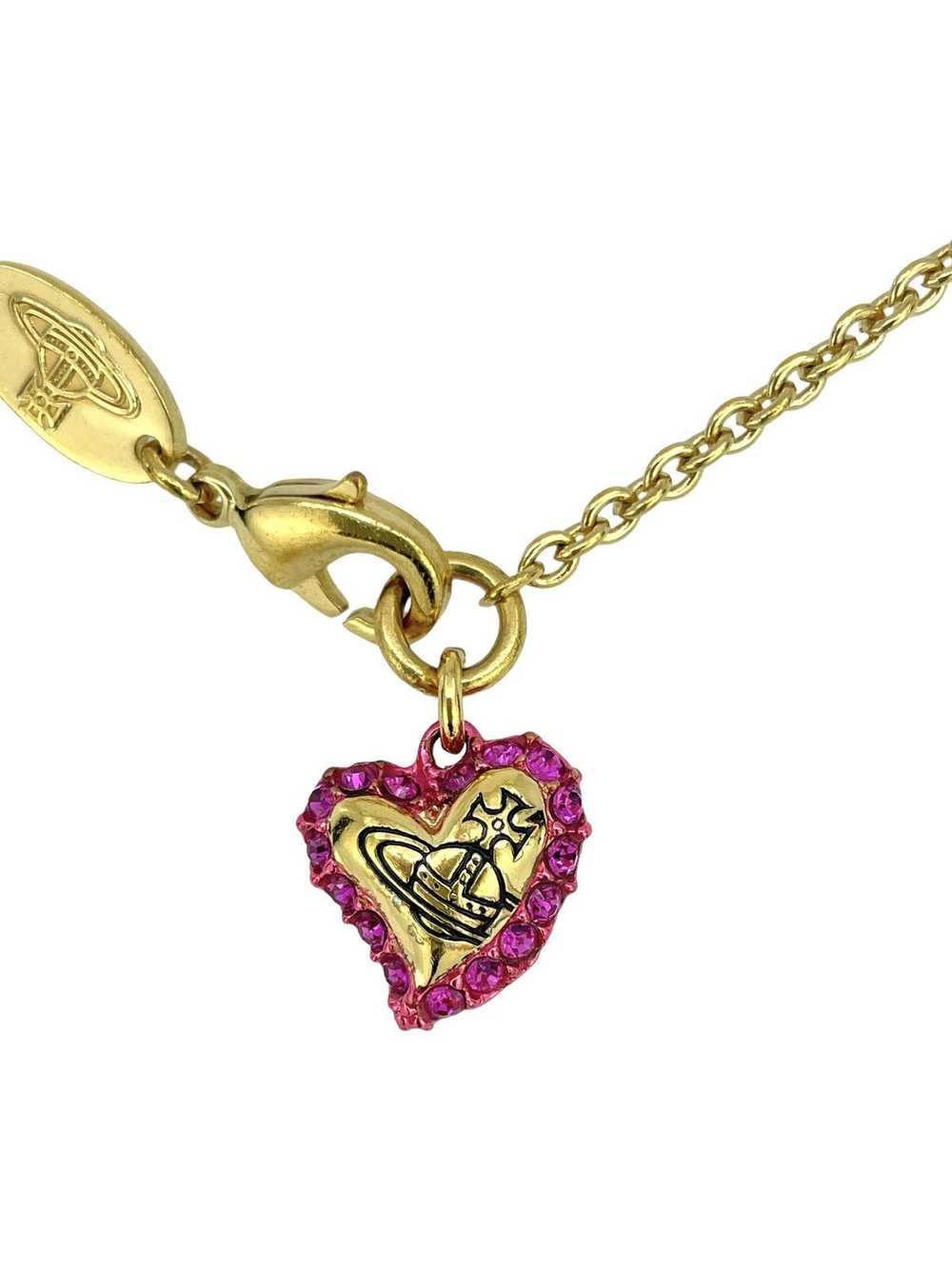 Vivienne Westwood Pink Crystal Heart Orb Bracelet - image 1