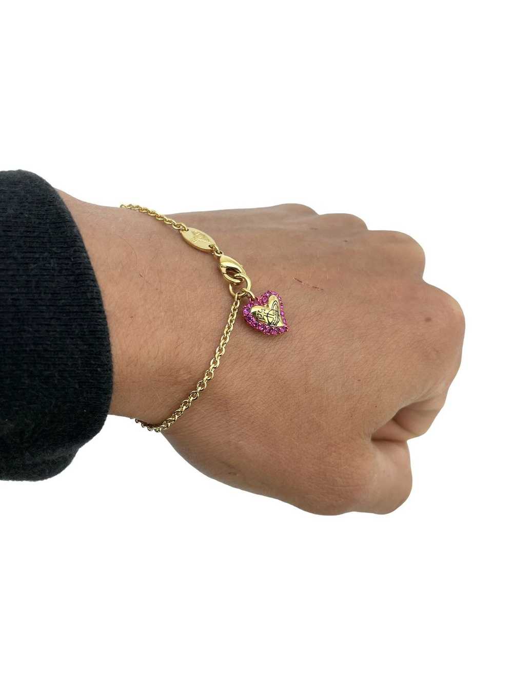 Vivienne Westwood Pink Crystal Heart Orb Bracelet - image 2