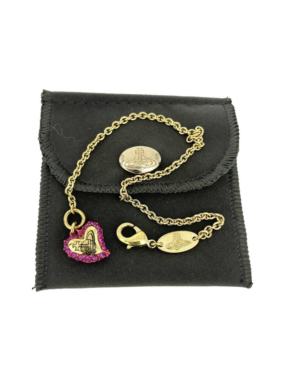 Vivienne Westwood Pink Crystal Heart Orb Bracelet - image 3