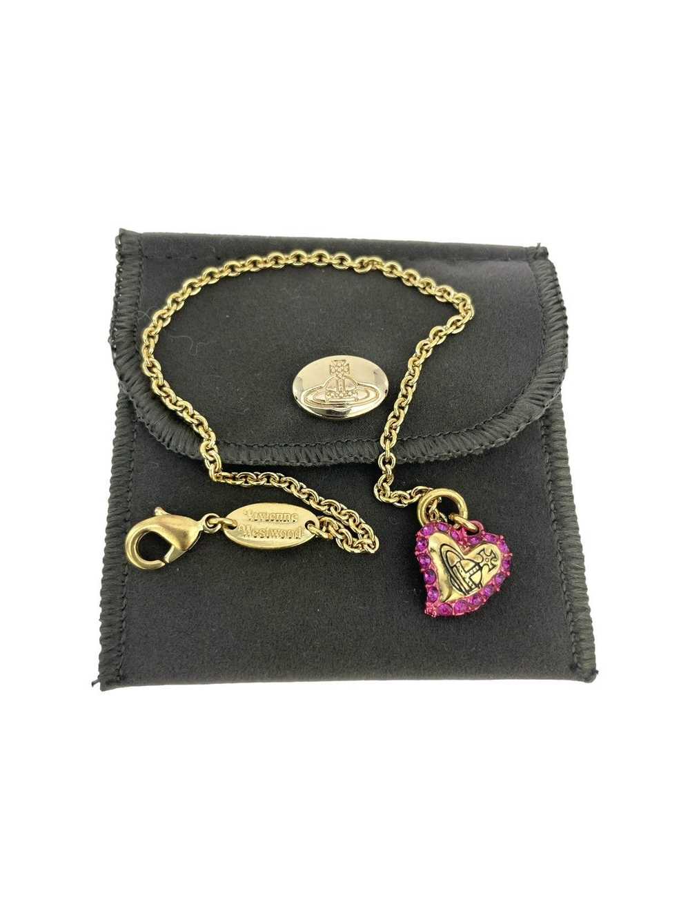 Vivienne Westwood Pink Crystal Heart Orb Bracelet - image 4