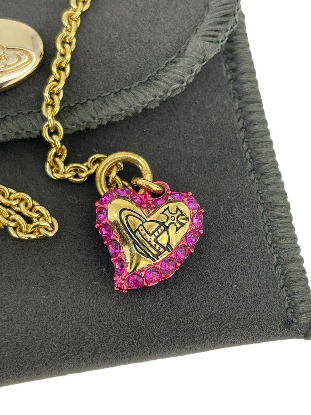 Vivienne Westwood Pink Crystal Heart Orb Bracelet - image 9