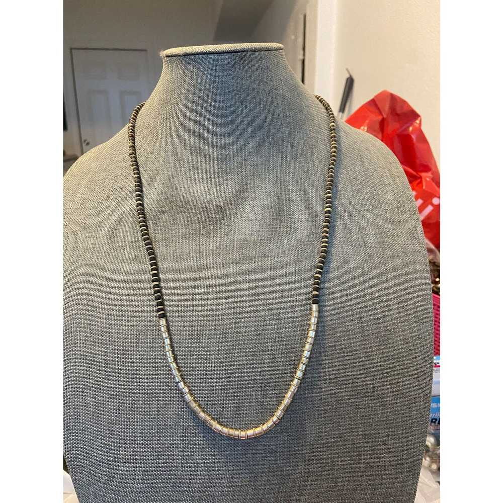 Handmade Handmade silver and black bead necklace - image 1