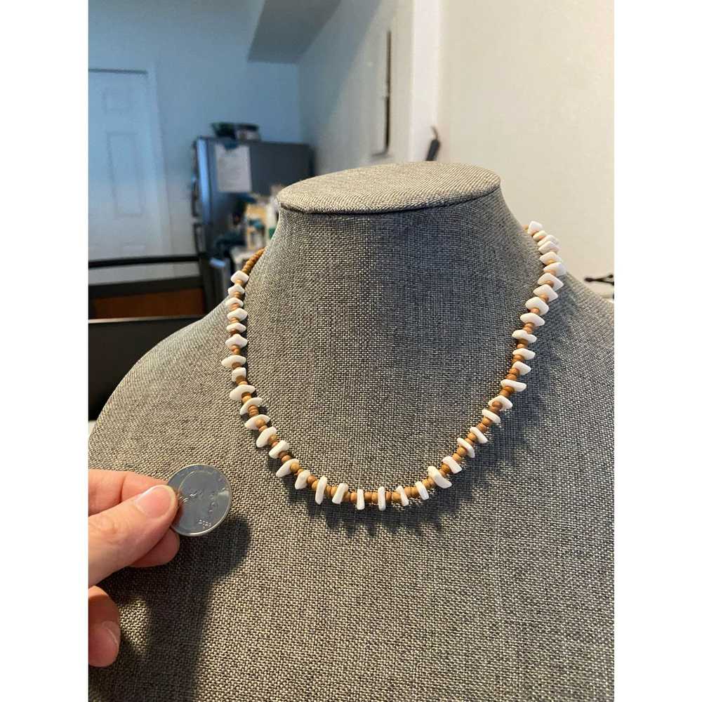 Handmade Handmade Shell and wood bead necklace - image 2