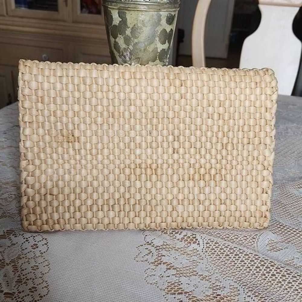 Vintage woven clutch straw bag - image 2