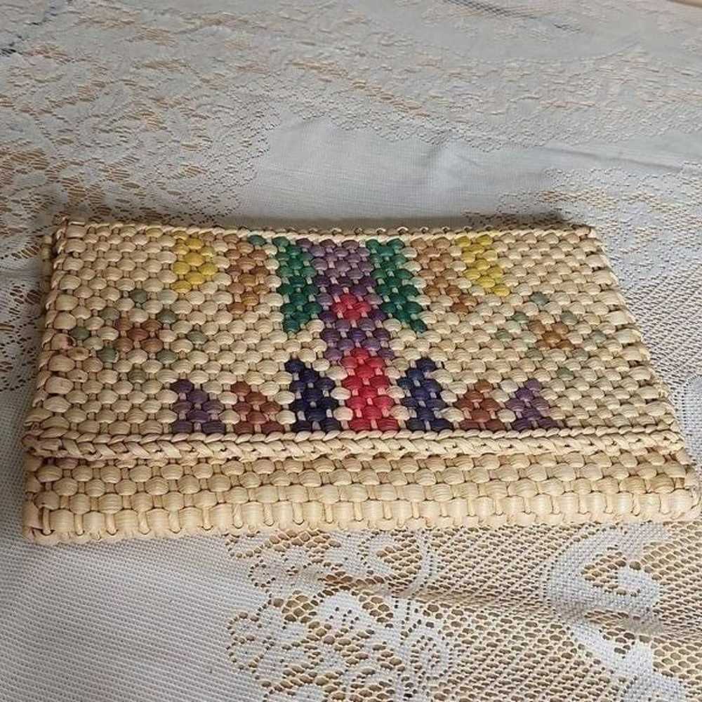 Vintage woven clutch straw bag - image 4