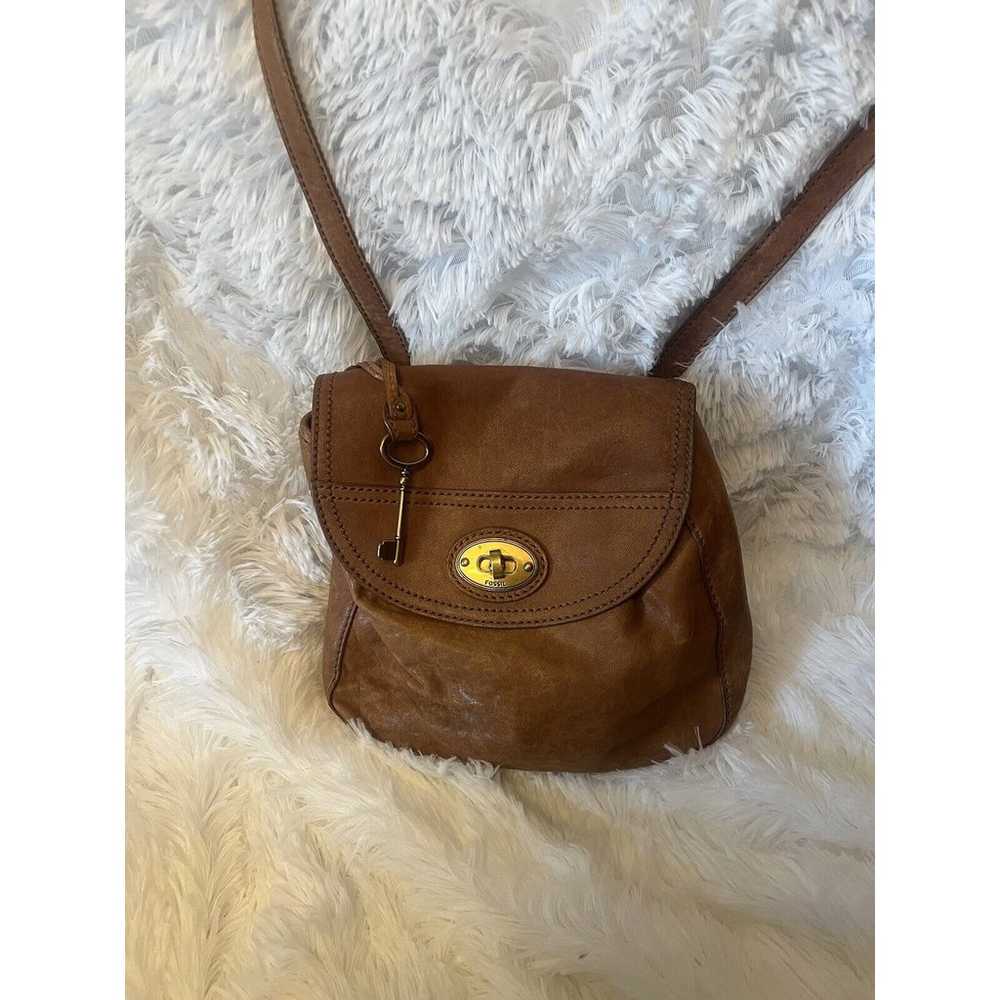 Fossil Vintage Revival Flap Brown Leather Crossbo… - image 1