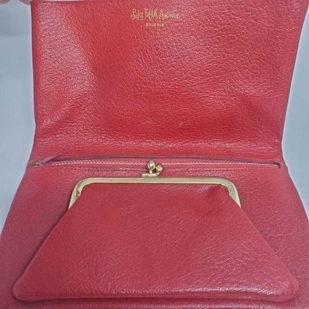 Vintage Saks Fifth Avenue Souffle Red Clutch 7"x4" - image 3