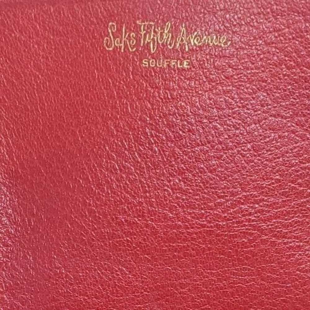 Vintage Saks Fifth Avenue Souffle Red Clutch 7"x4" - image 4