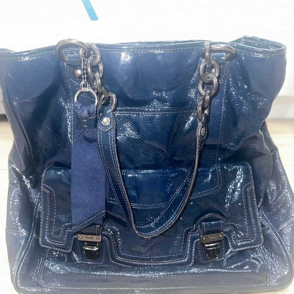 Vintage Poppy Blue Coach Hobo bag - image 3