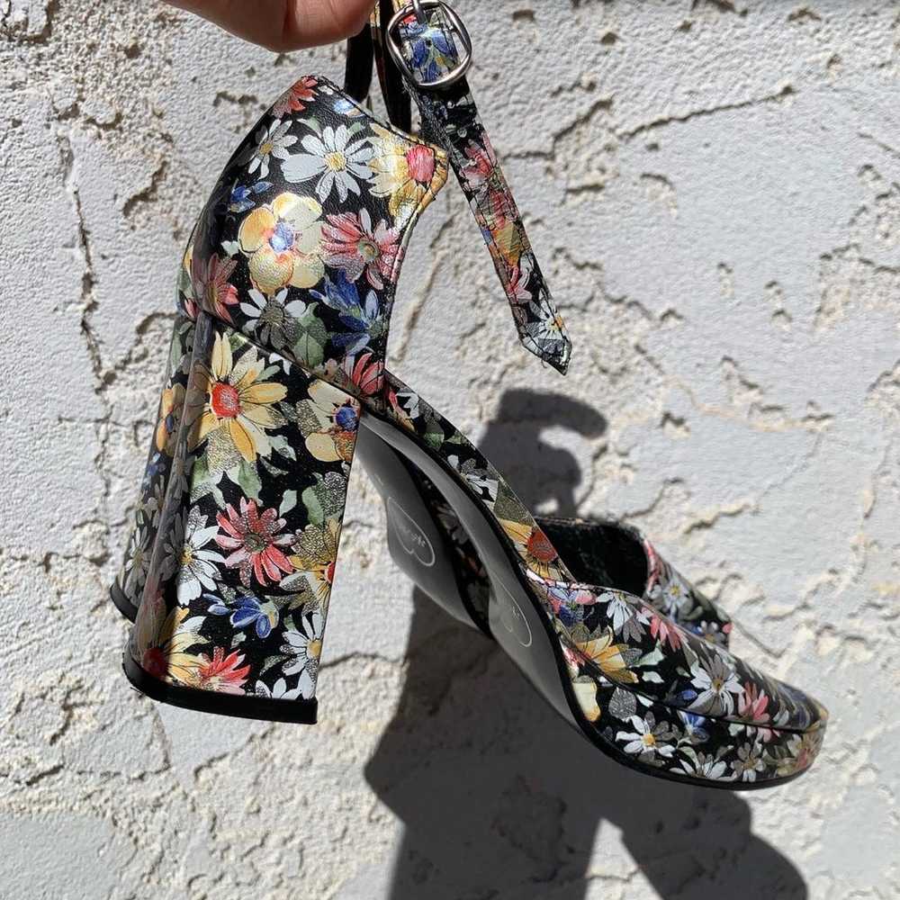 Vintage Y2K XOXO floral checks chunky heel platfo… - image 1