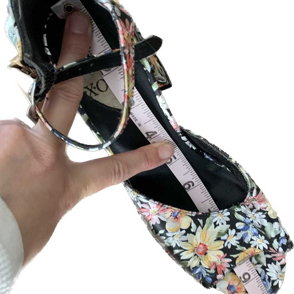 Vintage Y2K XOXO floral checks chunky heel platfo… - image 3
