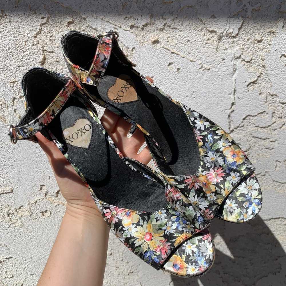 Vintage Y2K XOXO floral checks chunky heel platfo… - image 5