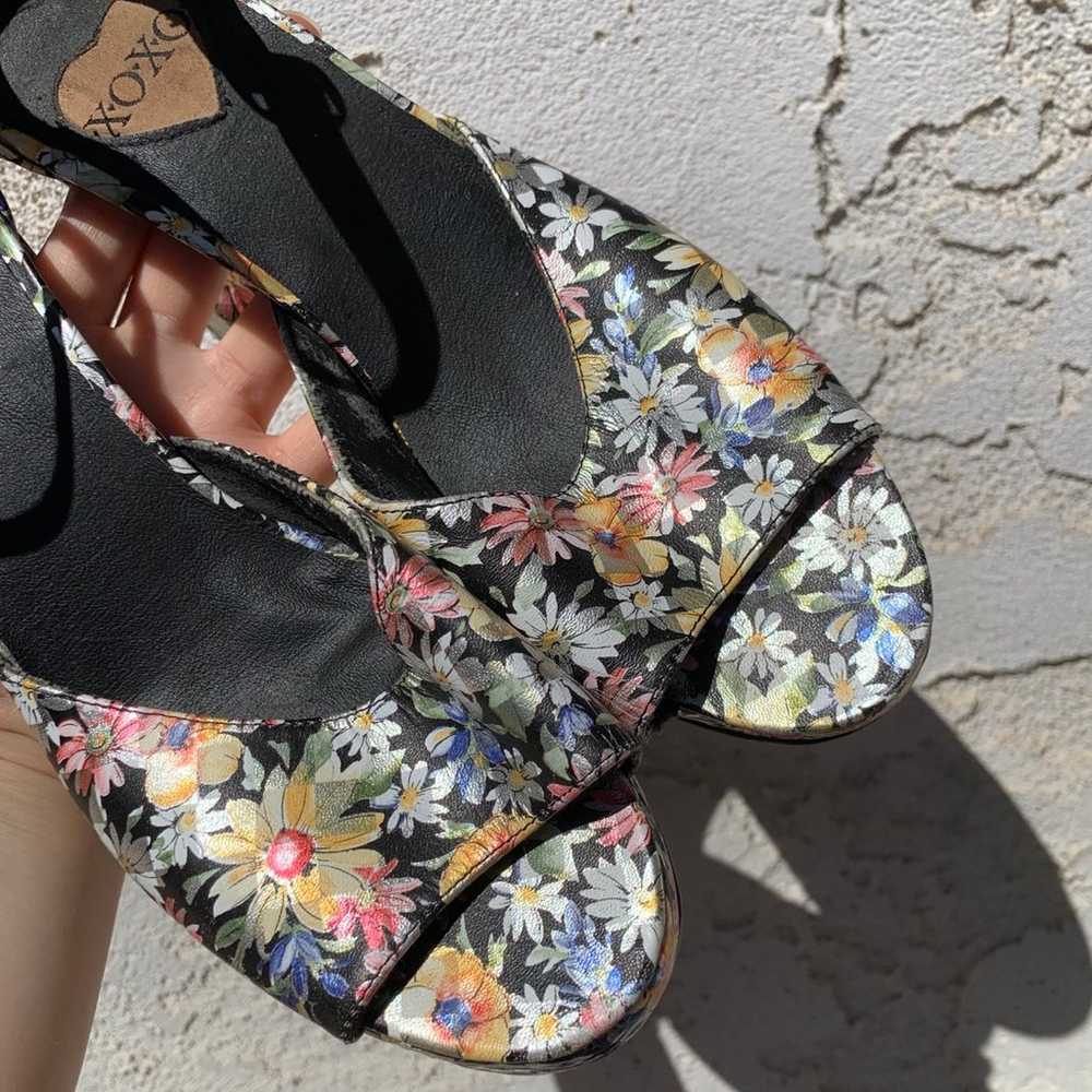 Vintage Y2K XOXO floral checks chunky heel platfo… - image 6