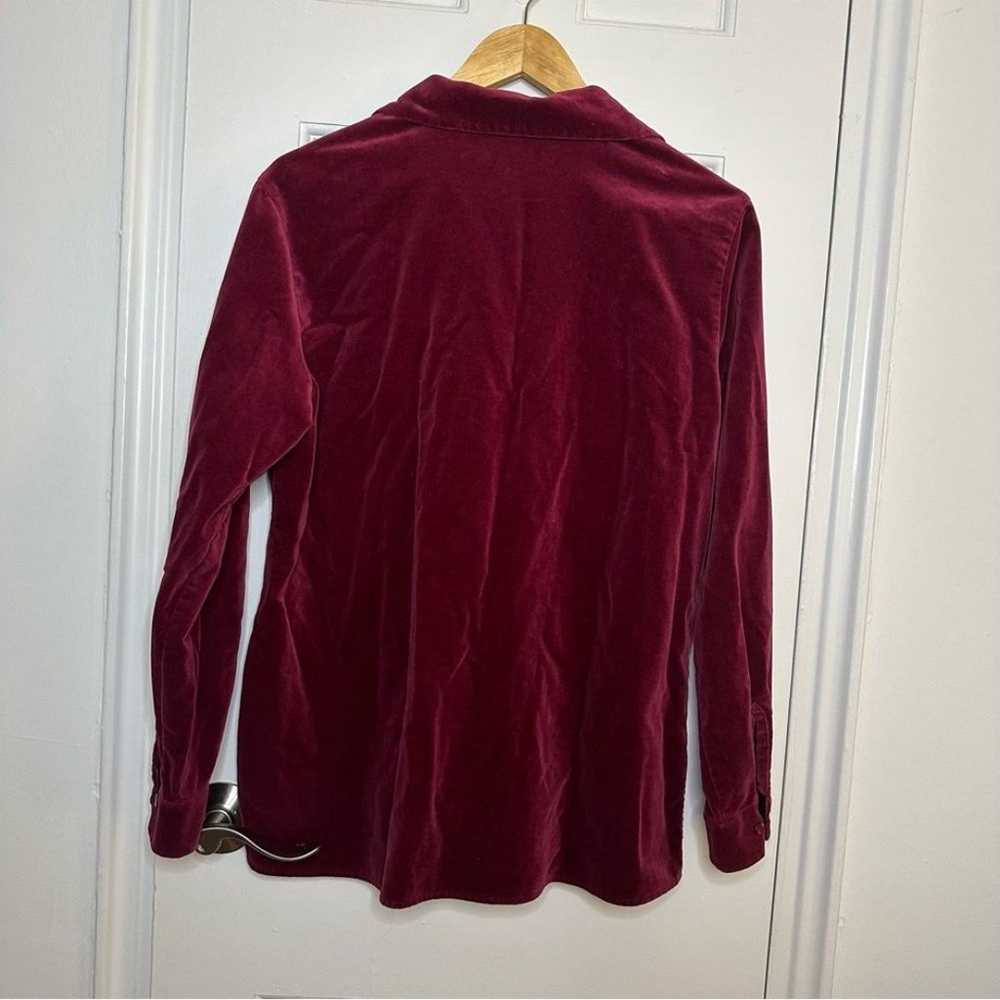 L.L. BEAN Vintage Red Velvet Button Down Shirt Wo… - image 6