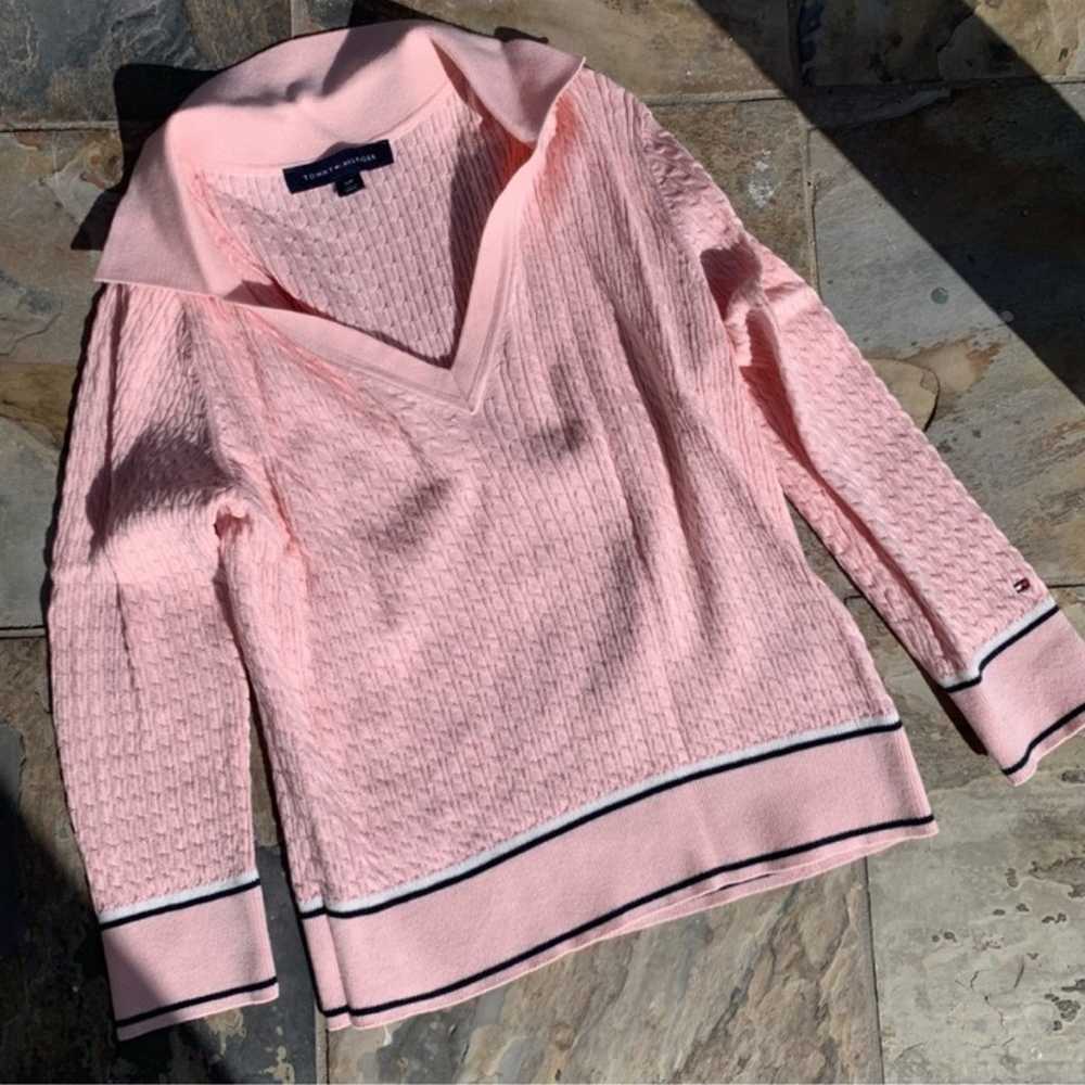 Vintage Tommy Hilfiger pink cotton knit preppy cr… - image 1