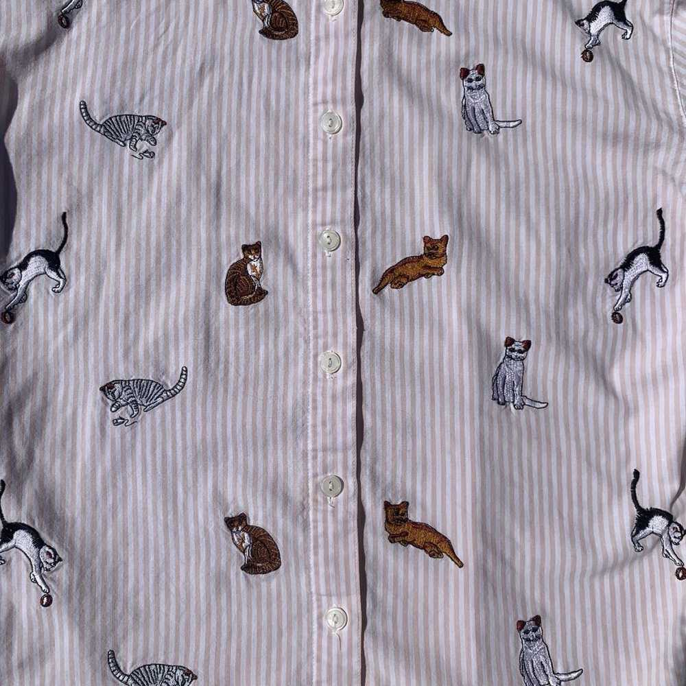 Vintage cat button front shirt - image 2