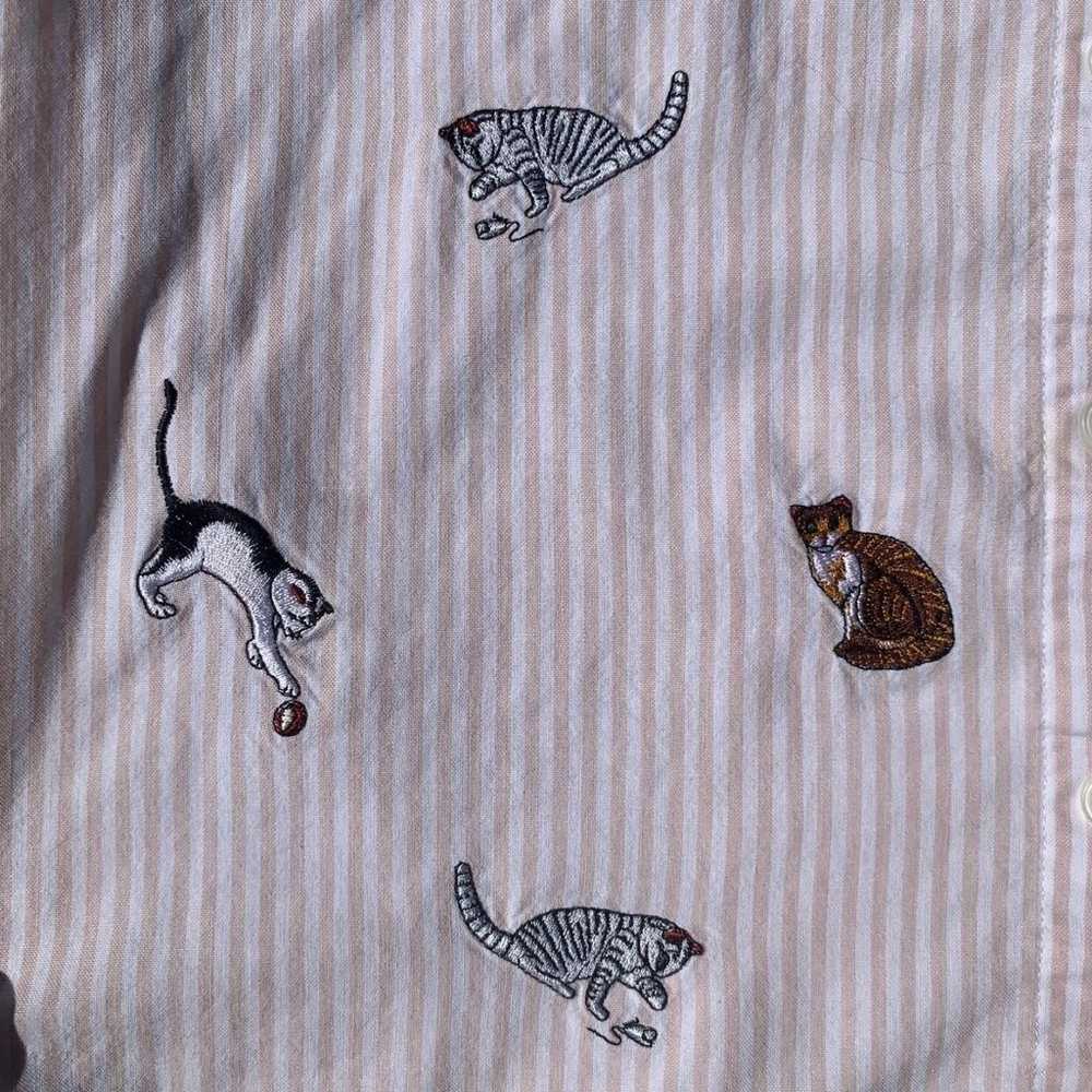 Vintage cat button front shirt - image 3