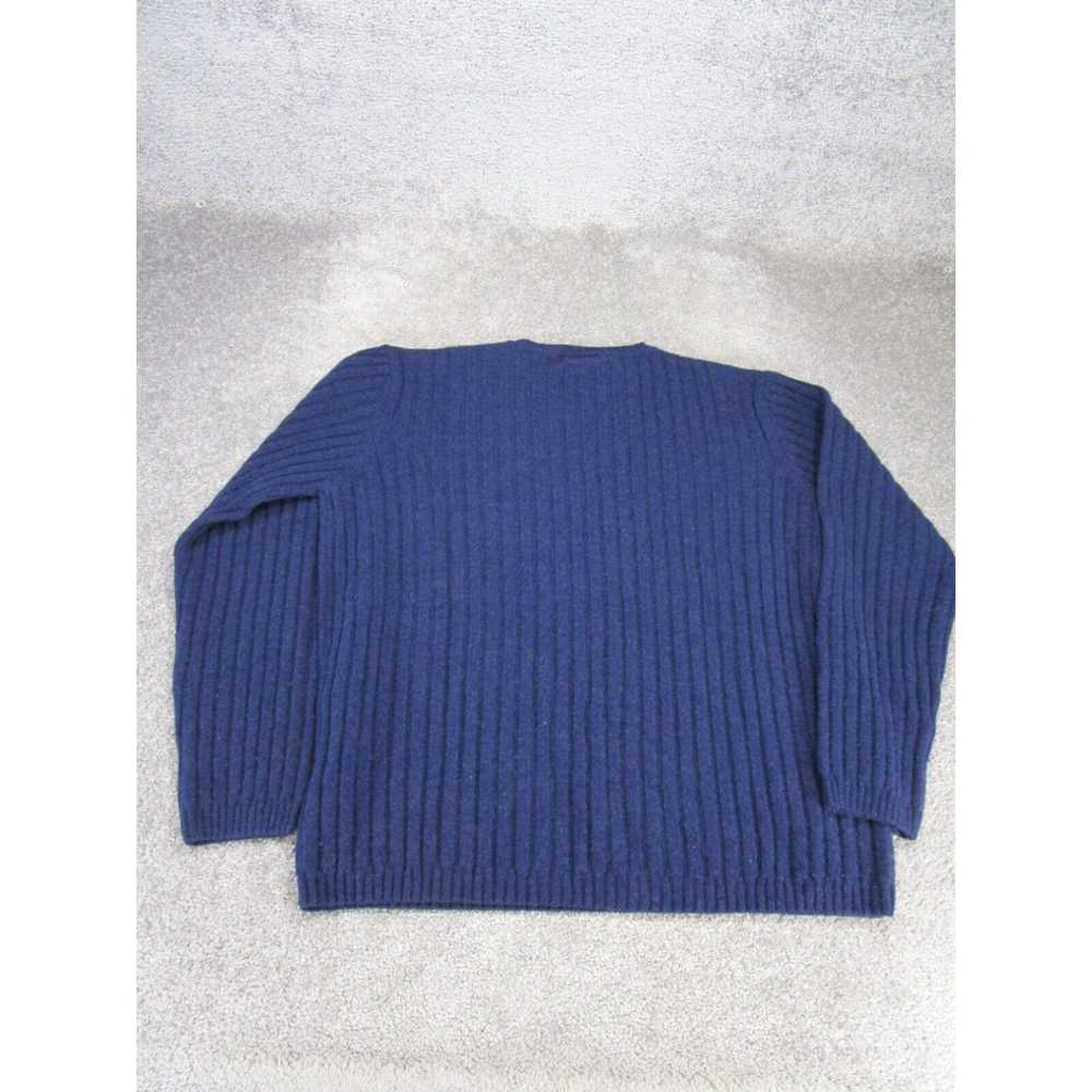 Vintage Faconnable Sweater Mens Xl Blue V Neck Wo… - image 3