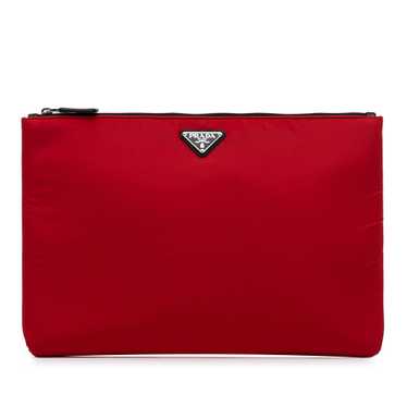 Red Prada Tessuto Soft Zip Clutch - image 1