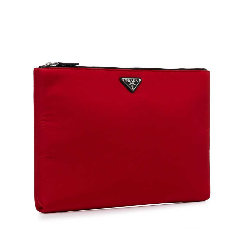 Red Prada Tessuto Soft Zip Clutch - image 2