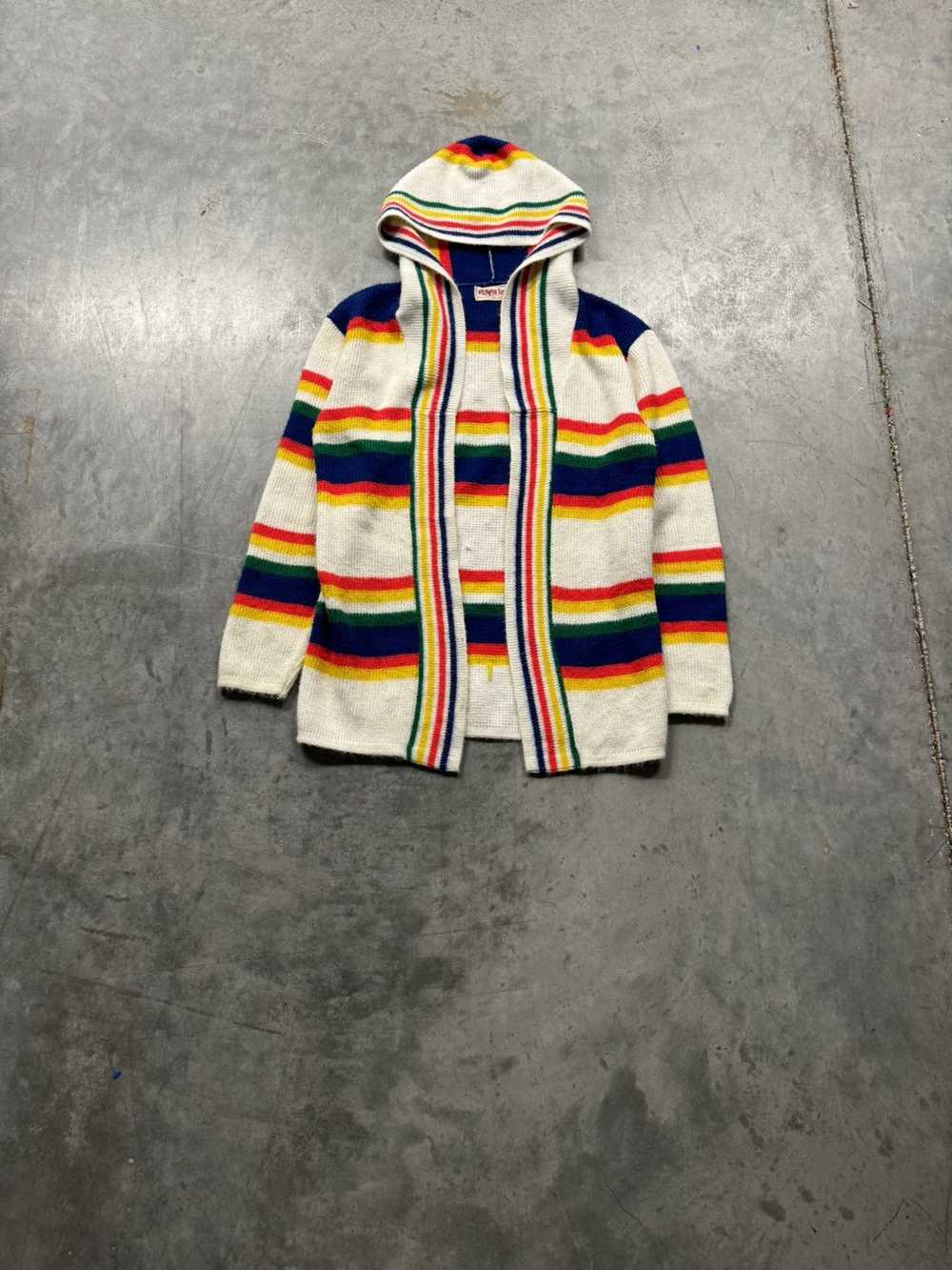 Vintage Vintage 70s Striped Hooded Sweater - image 1