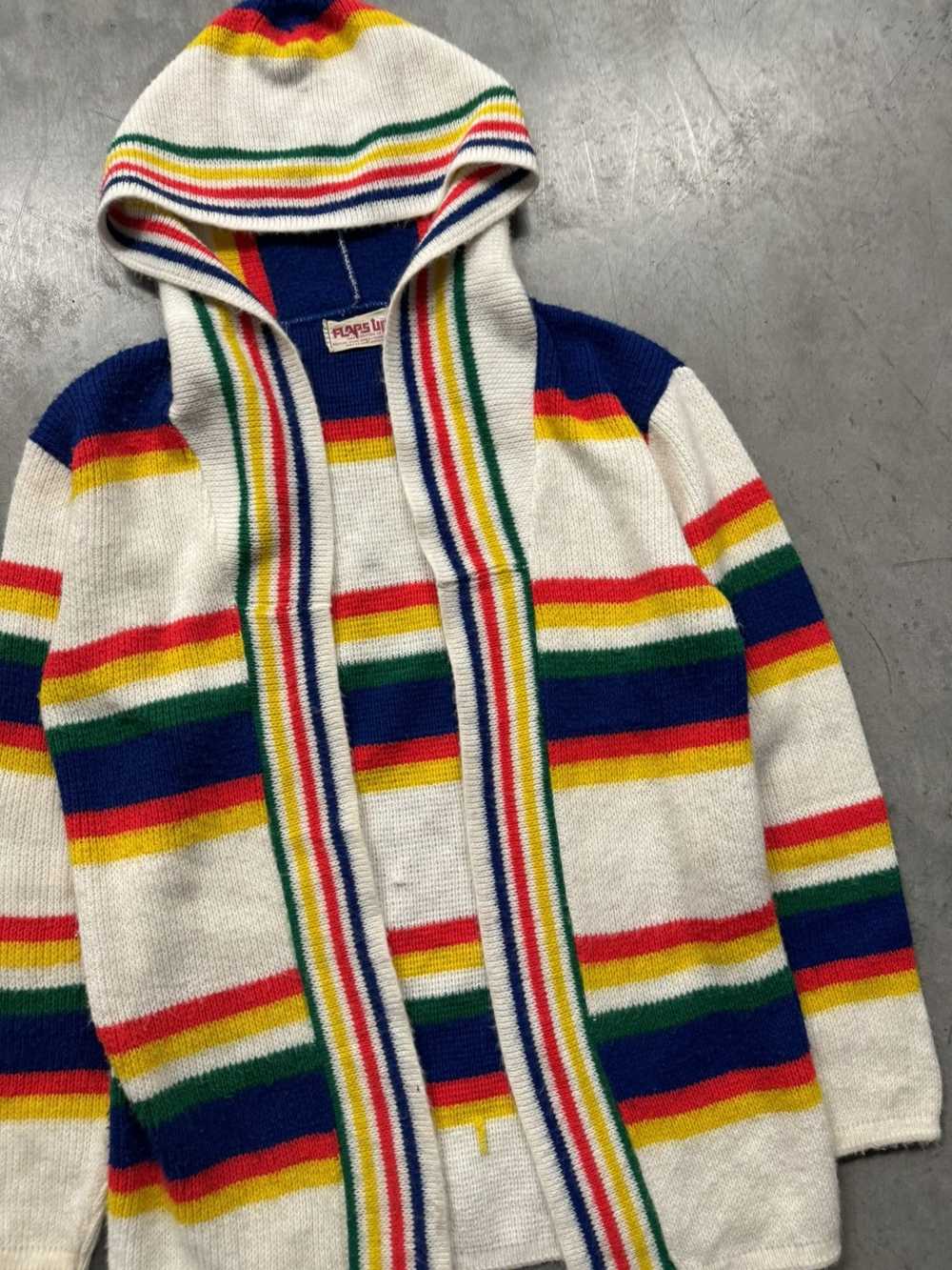 Vintage Vintage 70s Striped Hooded Sweater - image 2