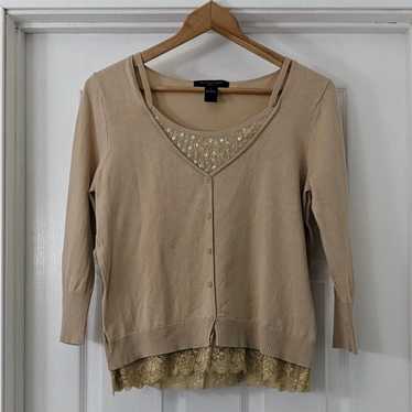 Vintage August Silk Lace Sequence Top - image 1