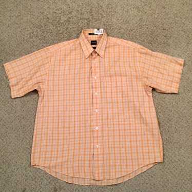 Arrow Arrow Shirt Mens Large Orange Plaid Short Sl