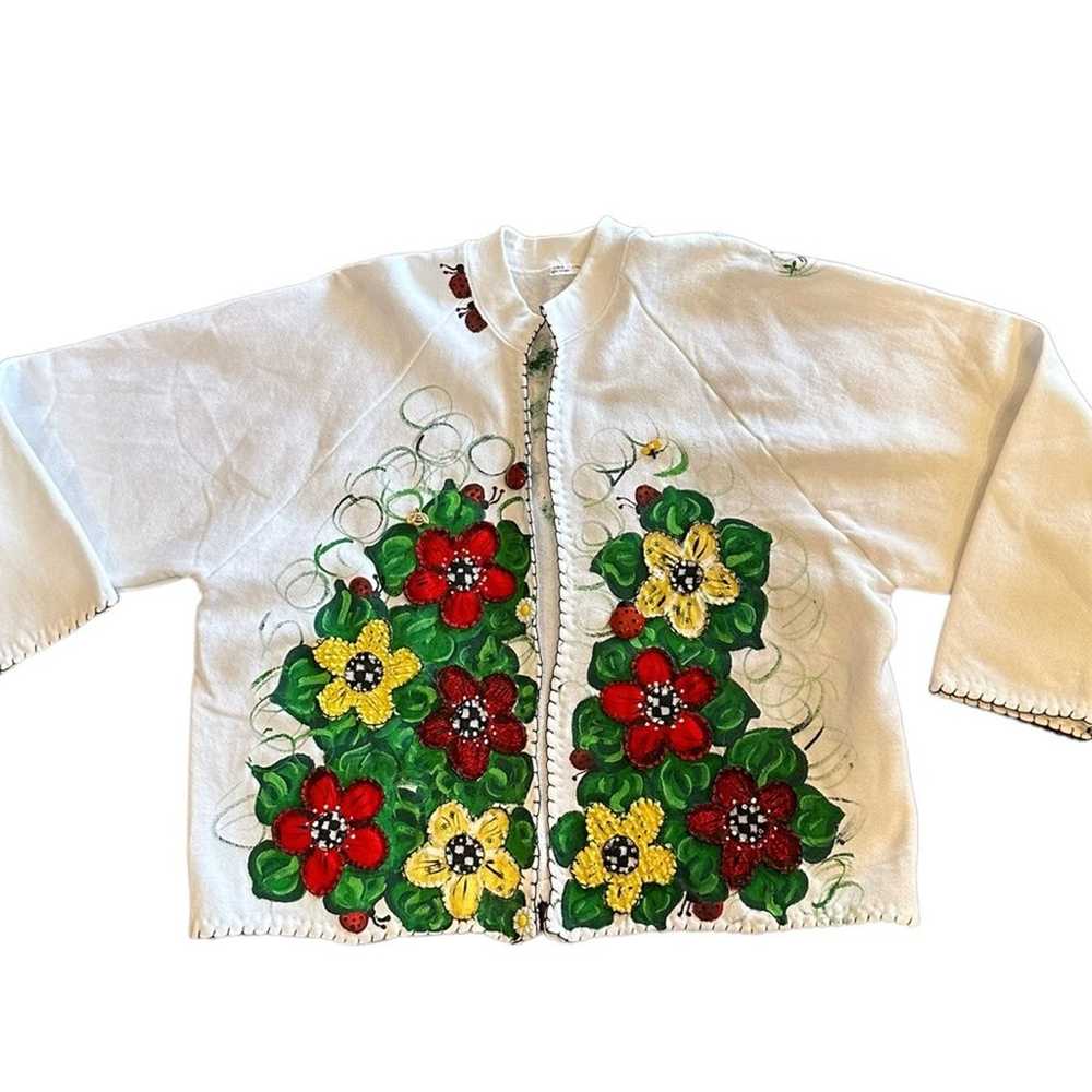 Vintage handmade Sweatshirt/jacket with hand pain… - image 1