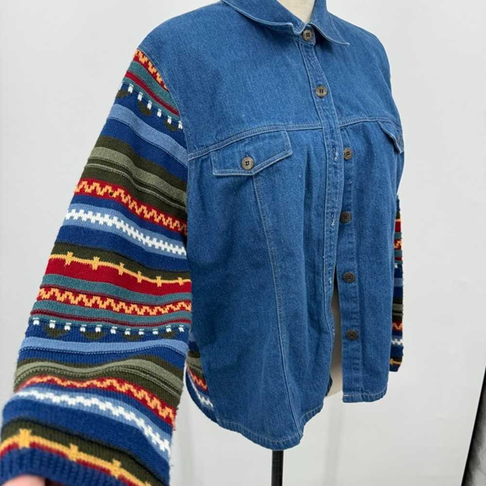 vintage koret denim striped sweater knit jacket - image 2