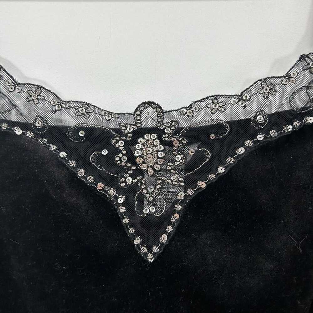 Vintage Y2K 2000s George Black Velvet Lace Sequin… - image 5
