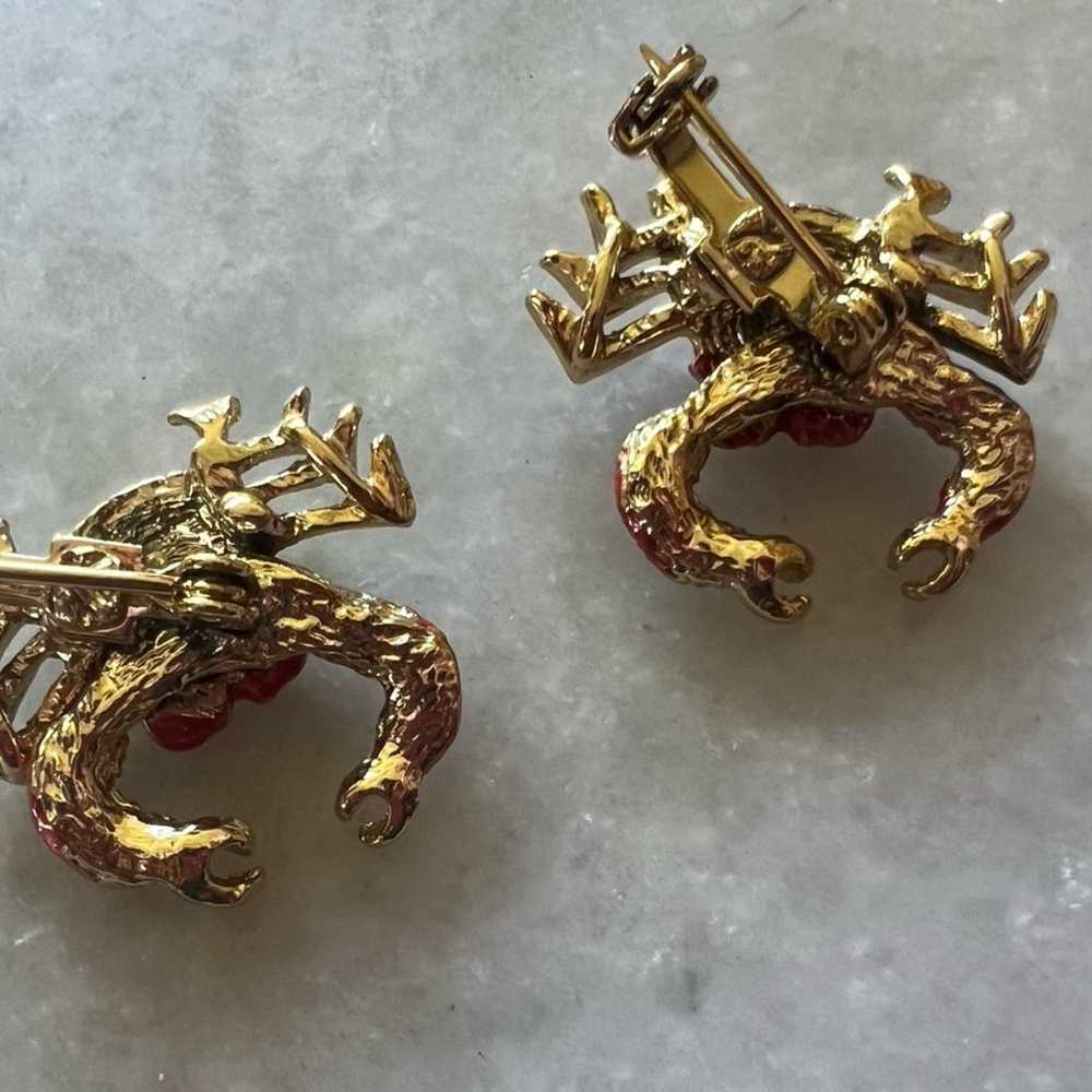 Vintage two Scatter Pins Moveable Claws Crab Red … - image 3